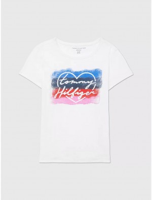 Tommy Hilfiger Sensory Logo T-Shirt Tops Fresh White | 2637-LODUB