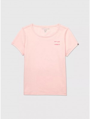 Tommy Hilfiger Sensory Signature T-Shirt Tops Delicate Pink | 0862-JXLCU