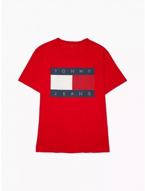 Tommy Hilfiger Sensory Tommy Jeans T-Shirt Tops Blush Red | 0765-LNXVK