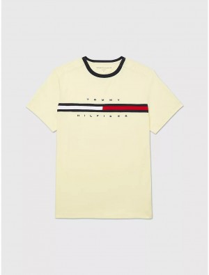 Tommy Hilfiger Signature Stripe T-Shirt Tops Yellow Blossom | 7916-ELHFU