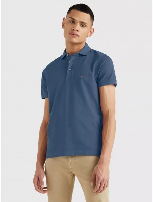 Tommy Hilfiger Slim Fit 1985 Polo Tops Blue Coast | 5482-ZQWGY