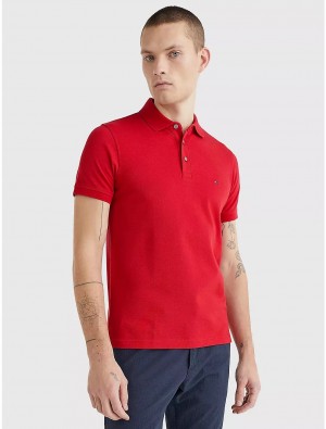Tommy Hilfiger Slim Fit 1985 Polo Tops Primary Red | 0127-GTSHJ