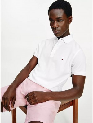 Tommy Hilfiger Slim Fit 1985 Polo Tops White | 0817-NEFTB