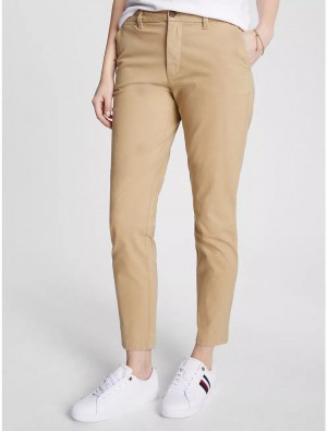 Tommy Hilfiger Slim Fit Essential Solid Chino Pants & Shorts Travertine | 5934-RGUAZ