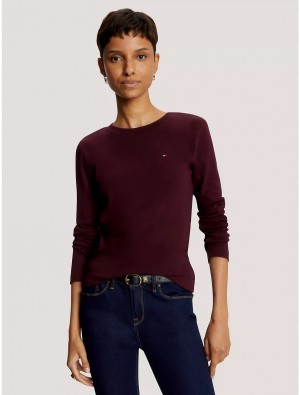 Tommy Hilfiger Slim Fit Favorite Crewneck T-Shirt T-Shirts & Polos Dark Cabernet | 2896-VDNOZ