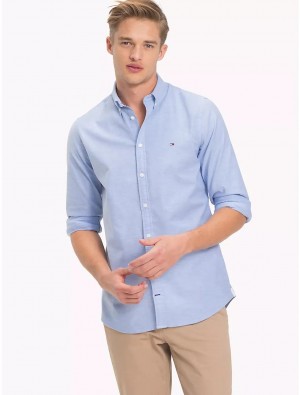Tommy Hilfiger Slim Fit Oxford Shirt Shirts Shirt Blue | 9037-BJMLC