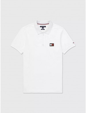 Tommy Hilfiger Slim Fit Pop Collar Polo Tops Fresh White | 6075-MKXLI