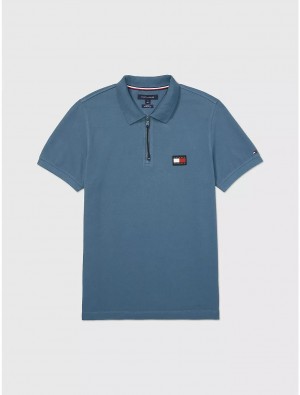 Tommy Hilfiger Slim Fit Pop Collar Polo Tops normandy blue | 2348-ZAYHP