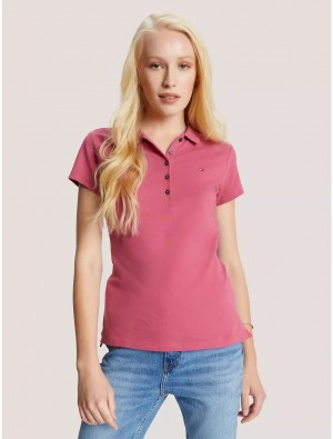Tommy Hilfiger Slim Fit Stretch Cotton Polo T-Shirts & Polos Florida Coral | 0713-KXIES