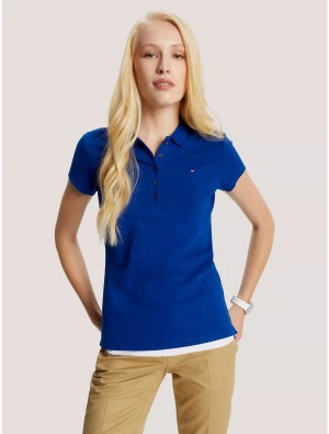 Tommy Hilfiger Slim Fit Stretch Cotton Polo T-Shirts & Polos Midnight Blue | 8614-ANROB