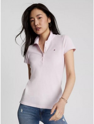 Tommy Hilfiger Slim Fit Stretch Cotton Polo T-Shirts & Polos Cradle Pink | 2485-JAOVN