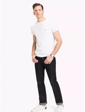 Tommy Hilfiger Slim Fit Stretch Cotton T-Shirt T-Shirts Bright White | 4032-QZCFT
