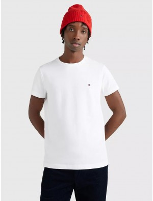 Tommy Hilfiger Slim Fit Stretch Cotton T-Shirt T-Shirts White | 7059-ZGCNL