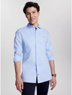 Tommy Hilfiger Slim Fit Stretch Poplin Shirt Shirts Th Light Blue | 7684-PLASC