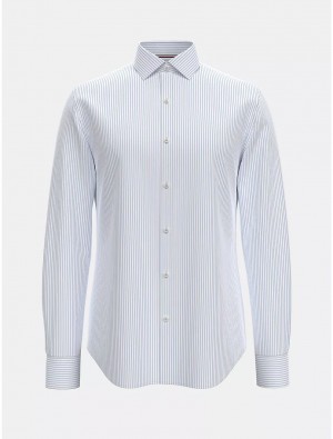 Tommy Hilfiger Slim Fit Stripe Twill Shirt Shirts Th Light Blue | 1056-CPXAF