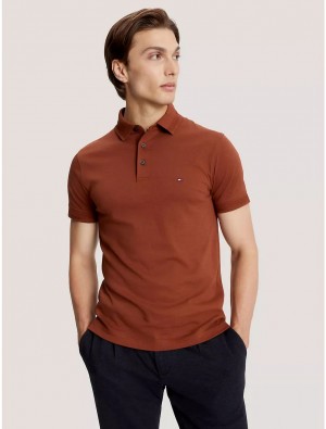 Tommy Hilfiger Slim Fit Tipped Polo Polos Heritage Gold | 2756-SWHYE