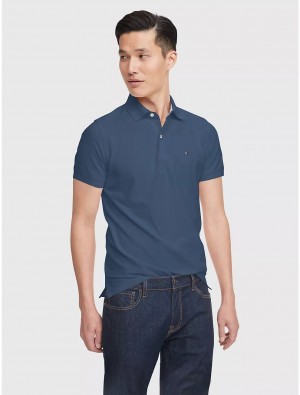 Tommy Hilfiger Slim Fit Tommy Polo Polos Bank Blue | 7265-RJLAM