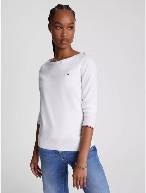 Tommy Hilfiger Solid Boatneck Sweater Sweaters Milky Way | 3085-GSOXP