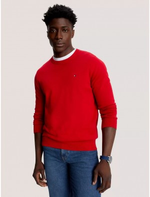 Tommy Hilfiger Solid Crewneck Sweater Sweaters Primary Red | 6984-KZVQS