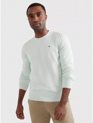 Tommy Hilfiger Solid Crewneck Sweater Sweaters Minty Essence | 4210-RJCZV