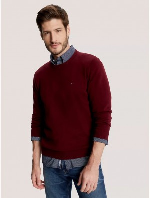 Tommy Hilfiger Solid Crewneck Sweater Sweaters Deep Rouge | 6357-MEQOH