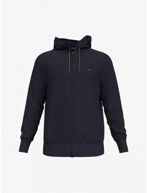 Tommy Hilfiger Solid Hoodie Tops Sky Captain | 5297-OKHUP