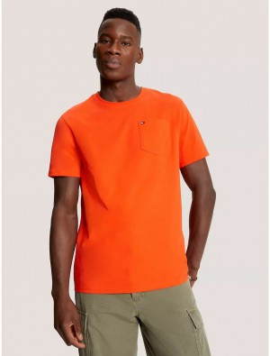 Tommy Hilfiger Solid Pocket T-Shirt T-Shirts Acid Orange | 8067-UDMPS