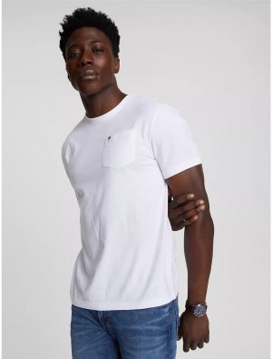Tommy Hilfiger Solid Pocket T-Shirt T-Shirts Fresh White | 7468-RBAMO