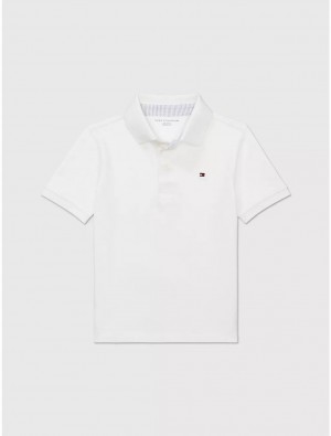 Tommy Hilfiger Solid Stretch Polo Tops Fresh White | 3125-GWZRJ