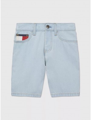 Tommy Hilfiger Straight Fit Denim Shorts Bottoms Bleach Wash | 1367-VRELS