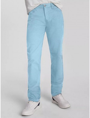 Tommy Hilfiger Straight Fit Twill Chino Pants & Shorts Columbia Blue | 2037-ACPLK