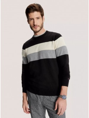 Tommy Hilfiger Stripe Crewneck Sweater Sweaters Dark Sable | 3567-RAHLE