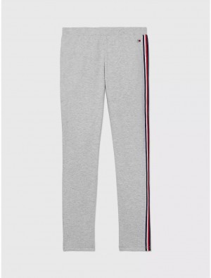 Tommy Hilfiger Stripe Legging Bottoms Mid Grey Heather | 7301-YSVEQ