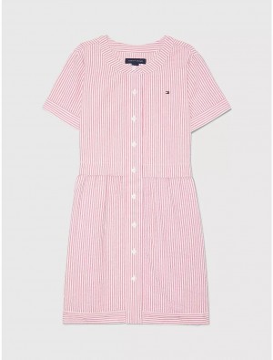 Tommy Hilfiger Stripe Shirtdress Dresses & Skirts City Pink | 9160-VGHCS