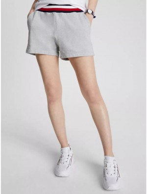 Tommy Hilfiger Stripe Waistband Sweatshort Pants & Shorts Grey Heather | 7160-RITNG