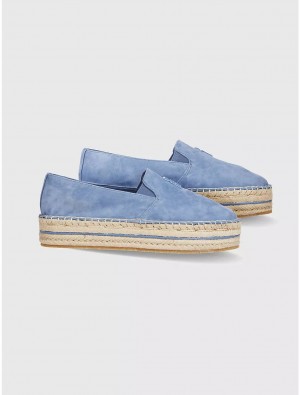 Tommy Hilfiger Suede Platform Espadrille Shoes Blue Coast | 0423-KPMAO