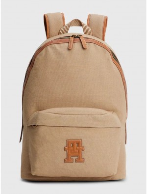 Tommy Hilfiger TH Monogram Backpack Bags Classic Khaki | 5706-QITRB