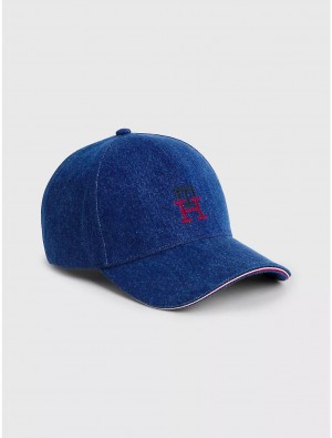 Tommy Hilfiger TH Monogram Denim Baseball Cap Hats Dark Denim | 2158-ADCPL