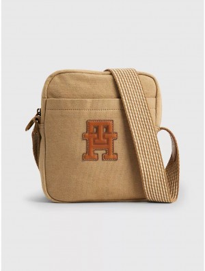 Tommy Hilfiger TH Monogram Mini Reporter Bags Classic Khaki | 8356-MCZLF