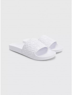 Tommy Hilfiger TH Pool Slide Shoes White | 3682-NDBAX