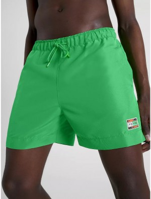 Tommy Hilfiger TH X ANDY WARHOL 7" Flag Swim Trunk Bottoms Galvanic Green | 9281-EQYBX