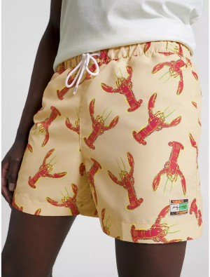 Tommy Hilfiger TH X ANDY WARHOL 7" Lobster Swim Trunk Bottoms Lobster Muted Yellow | 3178-XFLKO