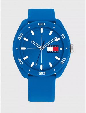 Tommy Hilfiger TJ Casual Watch with Blue Silicone Strap Watches Blue | 2074-TJNHZ