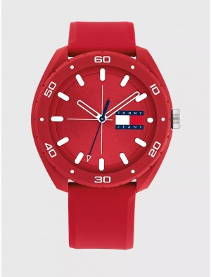 Tommy Hilfiger TJ Casual Watch with Red Silicone Strap Watches RED | 3719-VCMTR