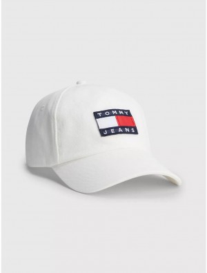 Tommy Hilfiger TJ Denim Baseball Cap Hats White Denim | 5783-MXIQG