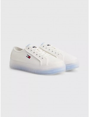 Tommy Hilfiger TJ Platform Sneaker Shoes Ecru / Chambray Sky | 2067-GFUTC