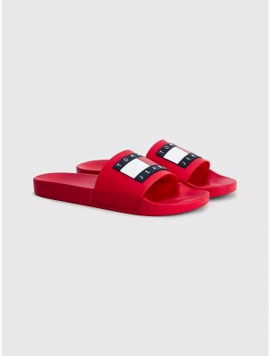 Tommy Hilfiger TJ Pool Slide Shoes Deep Crimson | 6017-MEIXT