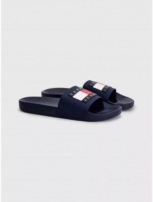 Tommy Hilfiger TJ Pool Slide Shoes Twilight Navy | 0214-FXQML