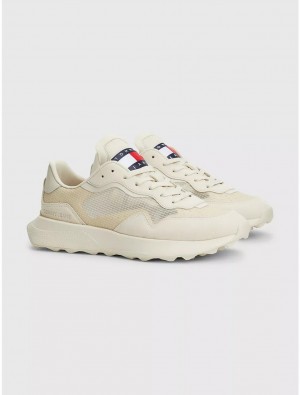 Tommy Hilfiger TJ Sheer Mesh Sneaker Shoes Bleached Stone | 1403-VPQDN