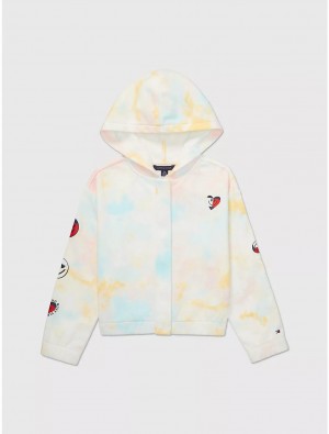 Tommy Hilfiger Tie-Dye Hoodie Tops Milky Way | 5438-VXBTW